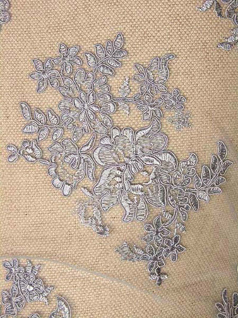 Koronka tiulowa haft z koder niebieska