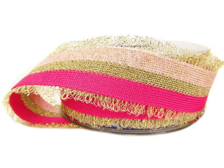 Taśma 40mm ozdobna dziana PASY róż