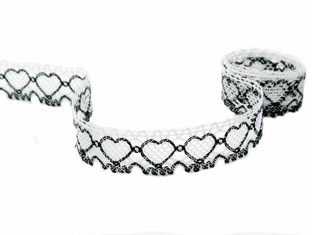 Koronka 1,9cm bawełniana biało-czarna