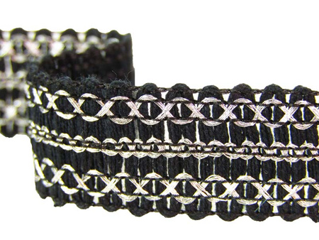 Taśma 1,8cm ozdobna czarno-srebrna