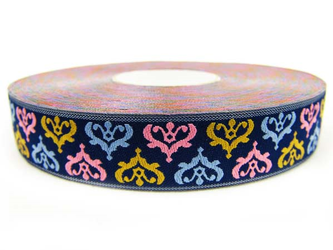 Taśma 18mm żakard LILIE granatowa