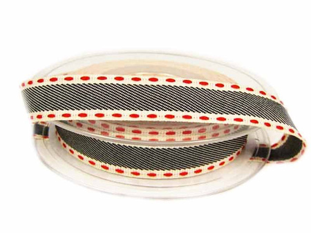 Taśma 15mm tkana VINTAGE STITCH czarna