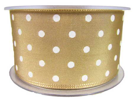 Wstążka 48mm ryps dwustronna KROPECZKA beż