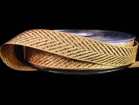 Taśma 15mm tkana jodełka złota