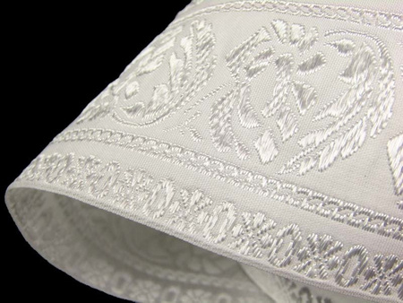 Taśma 55mm żakard biała