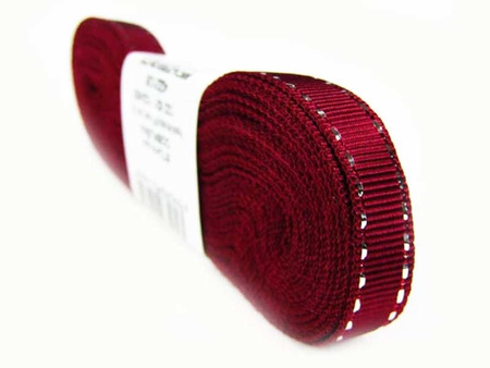 Taśma 1cm ryps stebnowana lurex bordo