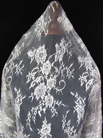 Koronka 140cm tiulowa podkład biała