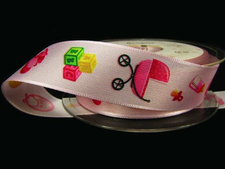 Wstążka 25mm tafta BAMBINI róż