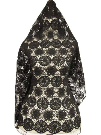 Koronka 130cm bawełniana na tiulu czarna