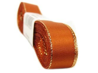 Wstążka 15mm tafta rdzawo- złota