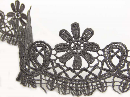 Koronka 5,5cm gipiurowa poly grafit