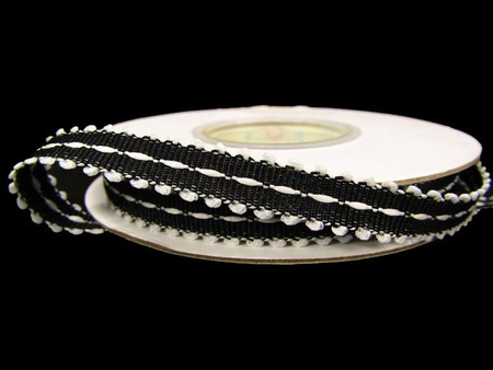 Taśma 1cm ryps stebnowana czarna