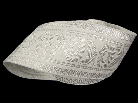 Taśma 55mm żakard biała