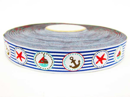 Taśma 16mm żakard MARINE granatowa