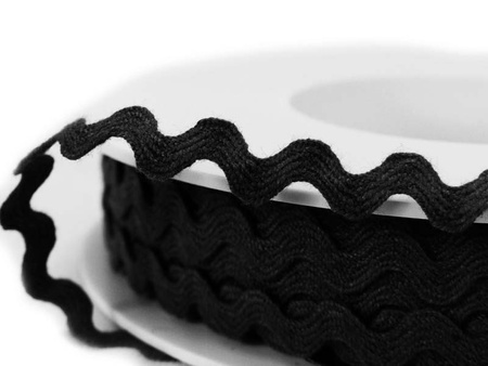 Taśma 7,3mm zygzak bawełna czarna