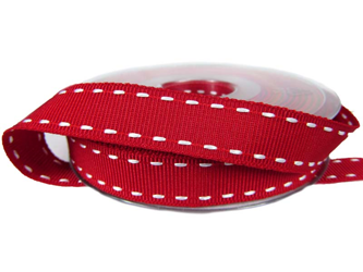 Taśma 1,5cm ryps stebnowana czerwona