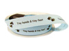 Wstążka 15mm tafta TINY HANDS & TINY FEET błękitna