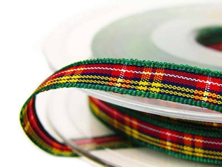 Wstążka 7mm kratka szkocka Buchanan