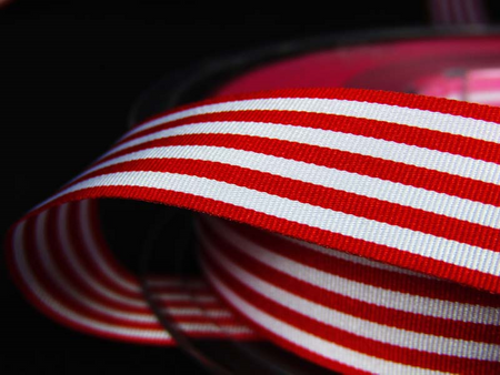 Taśma 16mm acetat STRIPES czerwona