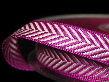Taśma 10mm tkana HERRINGBONE fuksja