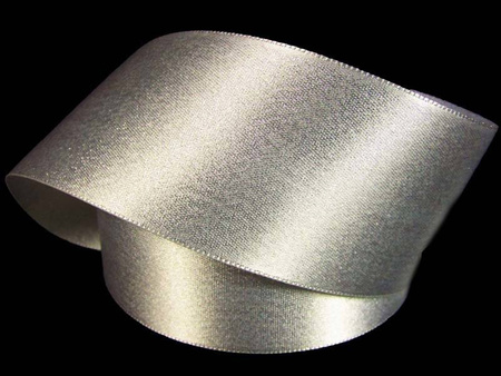 Wstążka 50mm atłas REXOR srebrna