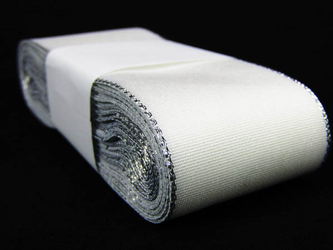 Wstążka 40mm tafta biało-srebrna
