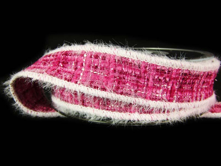 Taśma 2,5cm ozdobna "CHANEL" fuksja