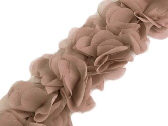 Taśma 6cm ozdobna KWIAT 3D jasny brąz