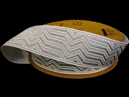 Taśma 25mm żakard ZYGZAK srebrna