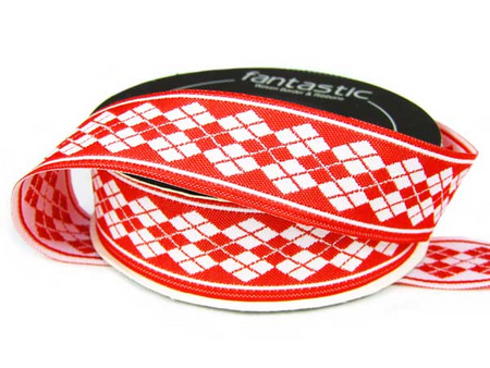 Taśma 20mm żakard ROMB czerwona