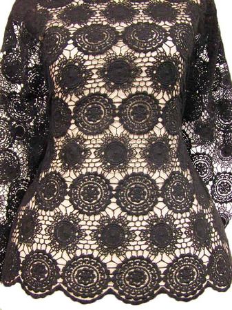 Koronka 130cm bawełniana na tiulu czarna