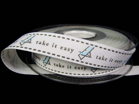 Wstążka 15mm tafta DECKCHAIR błękitna