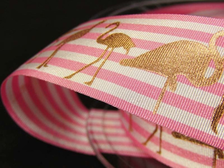 Wstążka 25mm acetat FLAMINGI róż