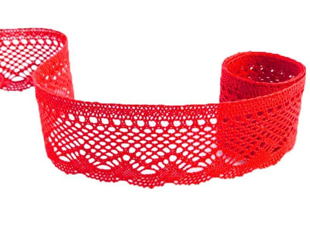 Koronka 5,5cm bawełniana żywo-czerwona