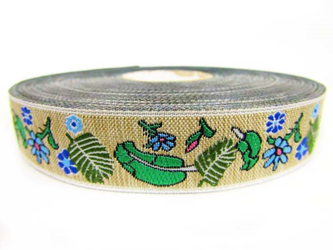 Taśma 20mm żakard ŁĄKA beż