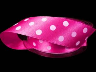 Wstążka 25mm atłas POLKA DOT amarant