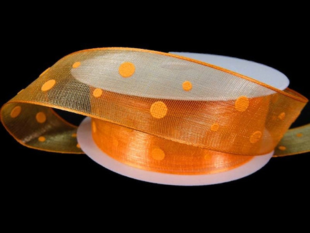 Wstążka 25mm organtyna KROPA pomarańcz