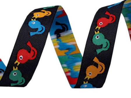 Taśma 16mm żakard PTASZEK czarna