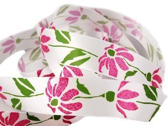 Wstążka 22mm atłas KWIAT róż