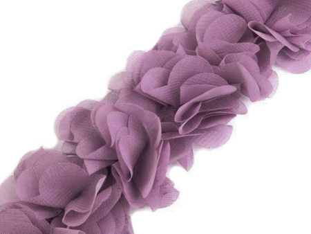 Taśma 6cm ozdobna KWIAT 3D fiolet antyczny