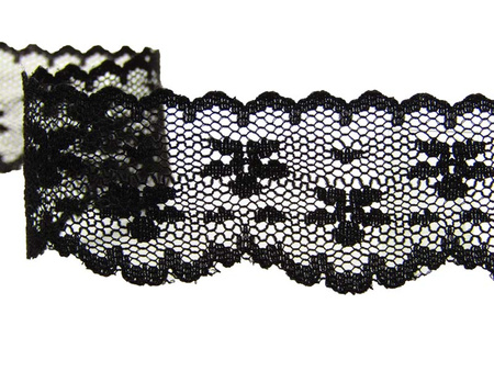 Koronka 2,5cm stabilna czarna
