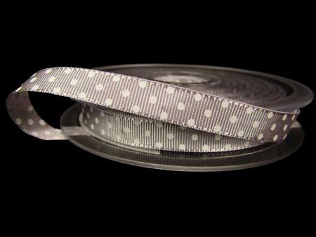 Wstążka 10mm ryps dwustronna KROPECZKA popiel