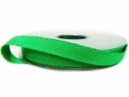 Taśma 10mm bawełniana jodełka żywozielona