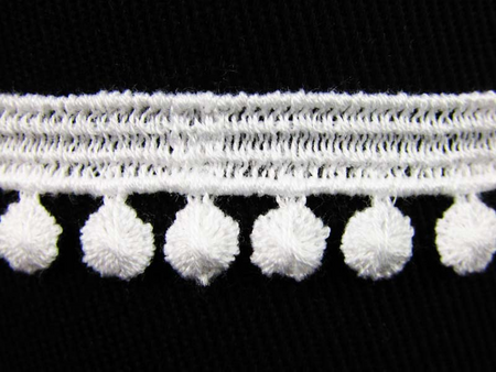 Taśma 1,3cm POMPONIK bawełna biała