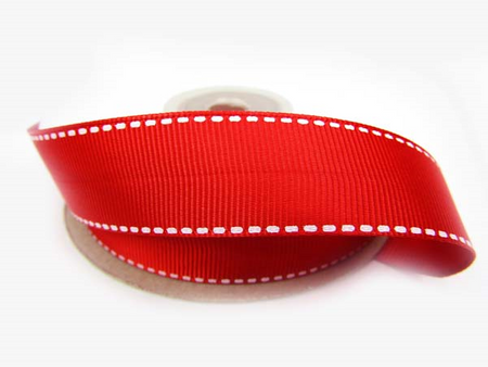 Taśma 2cm ryps stebnowana czerwona