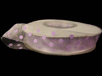 Wstążka 15mm organtyna KROPKA fiolet