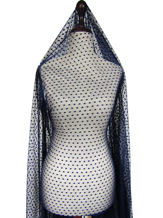 Tiul 150cm miękki KROPKA granat jasny