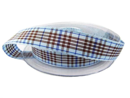 Wstążka 15mm kratka BLACKBERRY błękitna