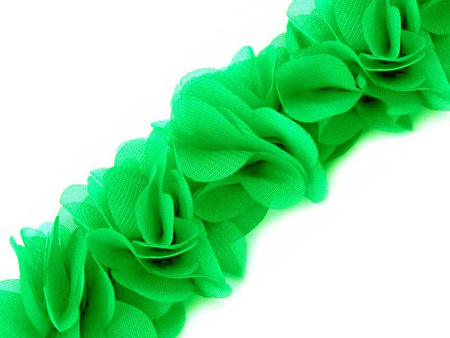 Taśma 6cm ozdobna KWIAT 3D zielona