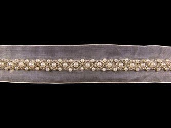 Taśma 3,3cm szyfonowa KORALIK ivory